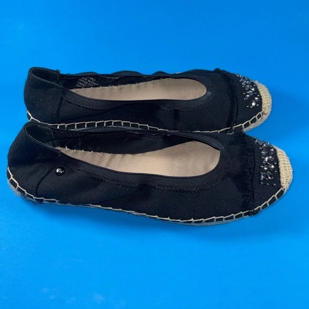 New Simply Vera Vera Wang Honey Crisp Black Espadrille Flat Slip-On Shoes